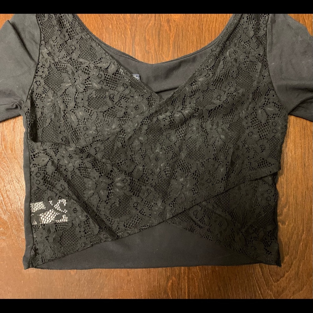 AE Long Sleeve Crop Lace Back - Picture 2 of 5
